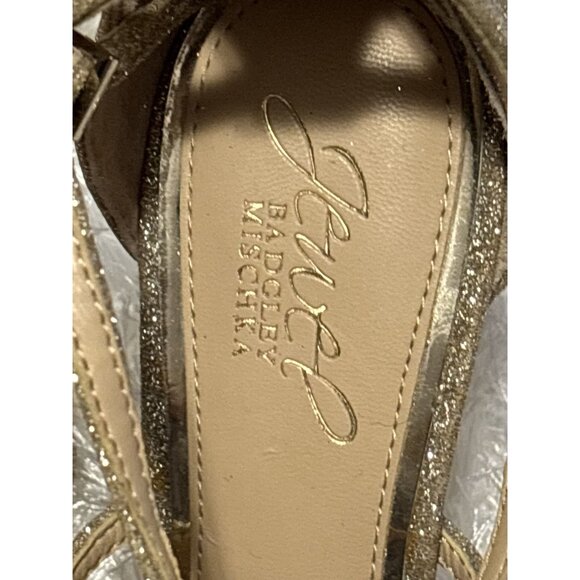 Womens Jewel By Badgley Mischka Gold Glitter Gweny Strappy Heel Sandals Size 7.5 - Picture 5 of 5